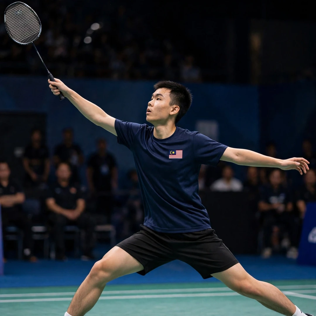 Ming Hong Lim stretched out on the backhand side (AI-generated) Ming Hong Lim stretched out on the backhand side (AI-generated)