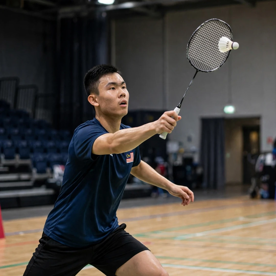 Ming Hong Lim playing a forehand rally shot during the Nouvelle-Aquitaine final in Pessac (AI-generated) Ming Hong Lim playing a forehand rally shot during the Nouvelle-Aquitaine final in Pessac (AI-generated)
