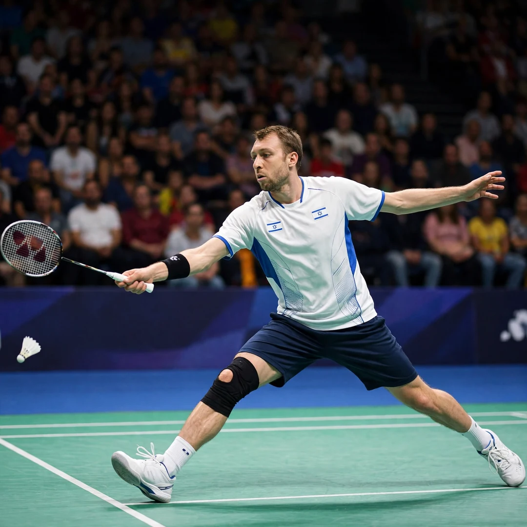 Misha Zilberman European Championships Madrid defence Misha Zilberman stretched wide in defence at the European Championships in Madrid (AI-generated)