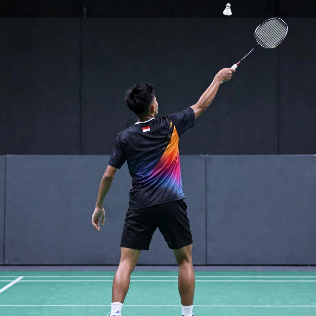 Muhamad Yusuf stretched out on the backhand side (AI-generated) Muhamad Yusuf stretched out on the backhand side (AI-generated)