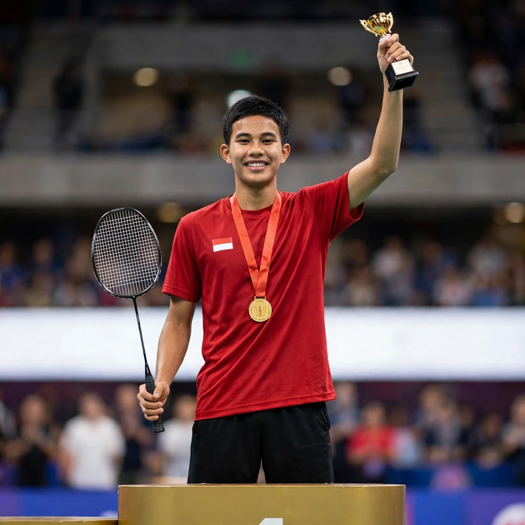 Muhamad Yusuf on the top step of the podium at the Czech Open 2025 (AI-generated) Muhamad Yusuf on the top step of the podium at the Czech Open 2025 (AI-generated)