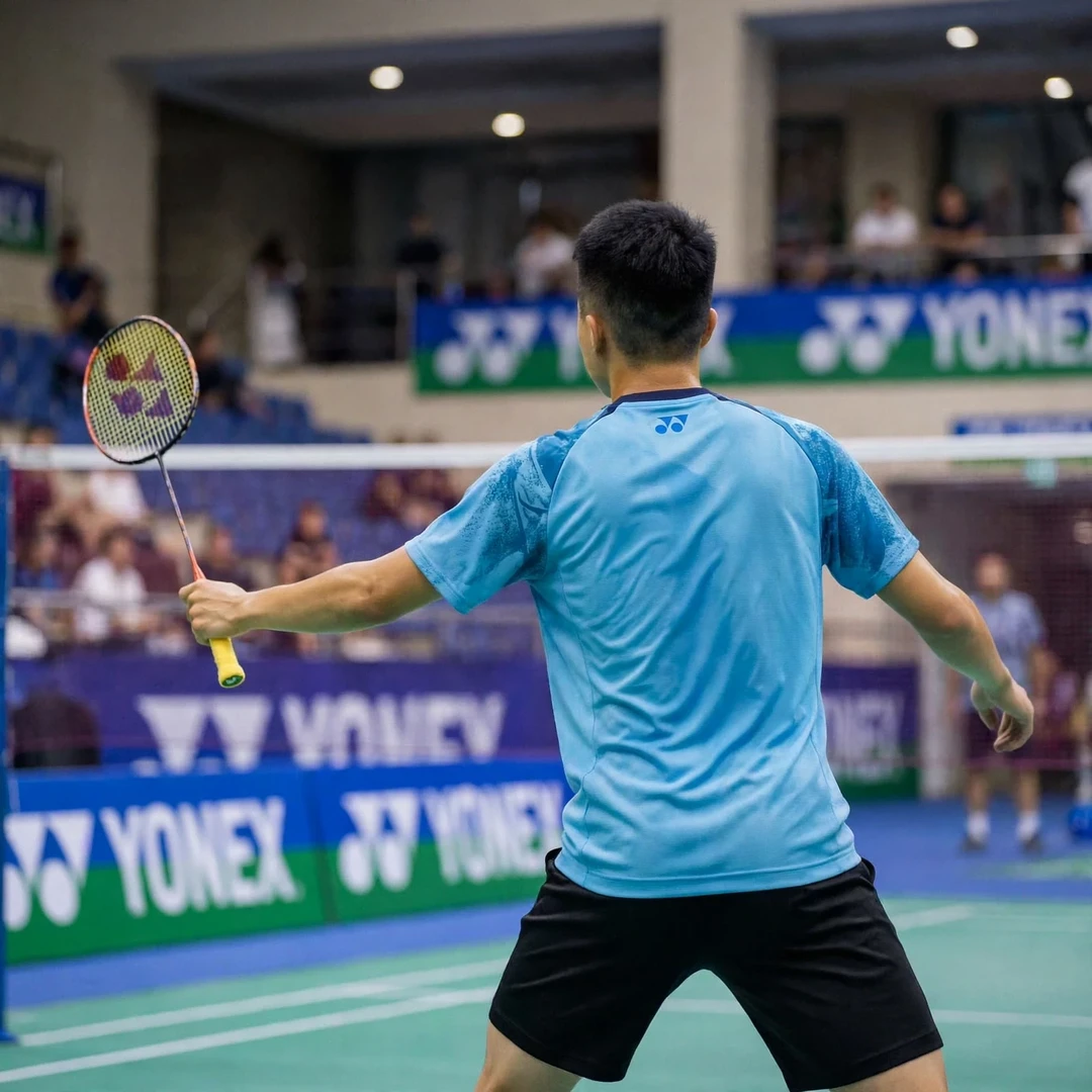 Nguyen Hai Dang showing strong fitness and patient rally construction Nguyen Hai Dang playing a cross-court drive, seen from behind (AI-generated)