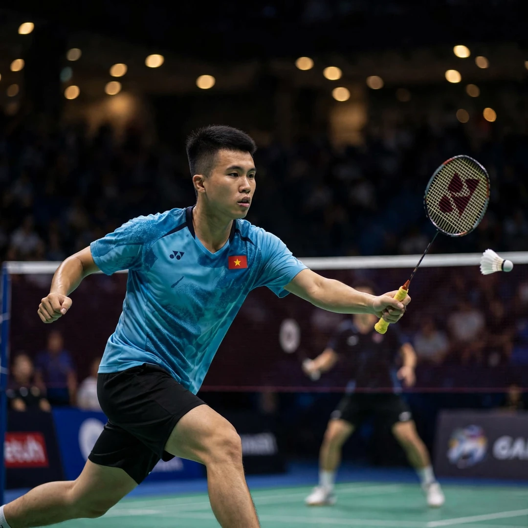 Nguyen Hai Dang competing at the BWF World Championships Nguyen Hai Dang competing at the BWF World Championships (AI-generated)