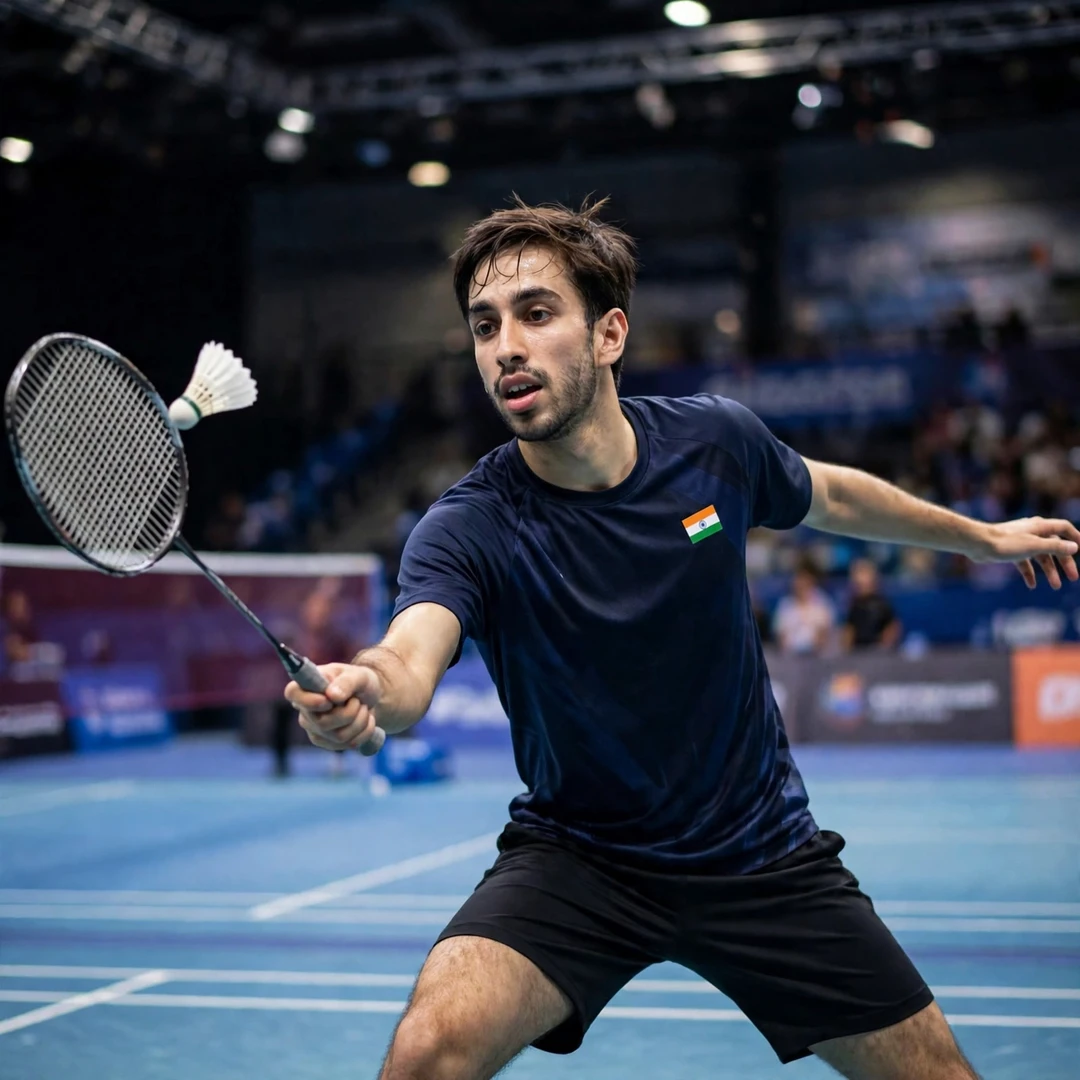 Orijit Chaliha playing a backhand clear from the deep backhand corner (AI-generated) Orijit Chaliha playing a backhand clear from the deep backhand corner (AI-generated)