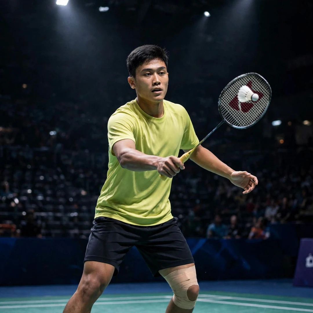 Prahdiska Bagas Shujiwo Ruichang China Masters final Prahdiska Bagas Shujiwo in action during the 2026 Ruichang China Masters final, his first BWF World Tour final (AI-generated)