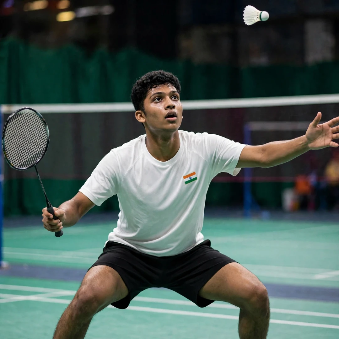 Pranay Shettigar in a low defensive crouch (AI-generated) Pranay Shettigar in a low defensive crouch (AI-generated)
