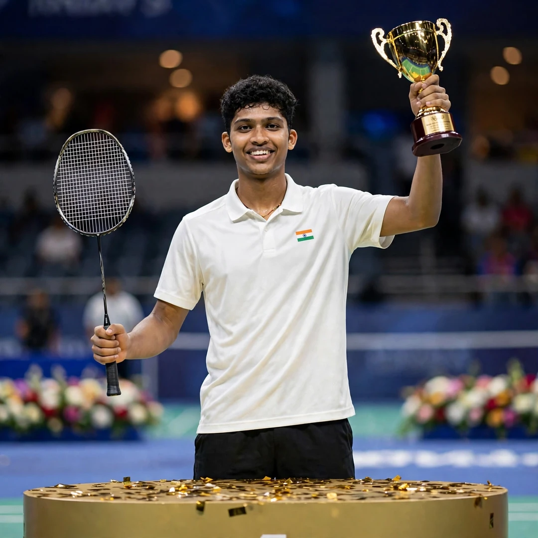 Pranay Shettigar holding a trophy after his Under-17 title at the South Asia Regional Junior Championships in Guwahati (AI-generated) Pranay Shettigar holding a trophy after his Under-17 title at the South Asia Regional Junior Championships in Guwahati (AI-generated)