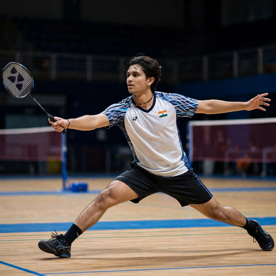 Priyanshu Rajawat stretched out on the backhand side (AI-generated) Priyanshu Rajawat stretched out on the backhand side (AI-generated)