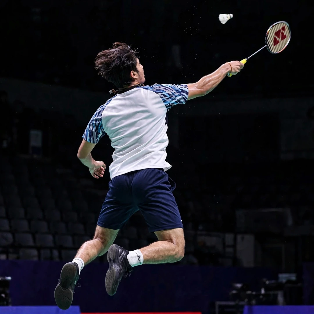 Priyanshu Rajawat hitting a cross-court jump smash (AI-generated) Priyanshu Rajawat hitting a cross-court jump smash (AI-generated)