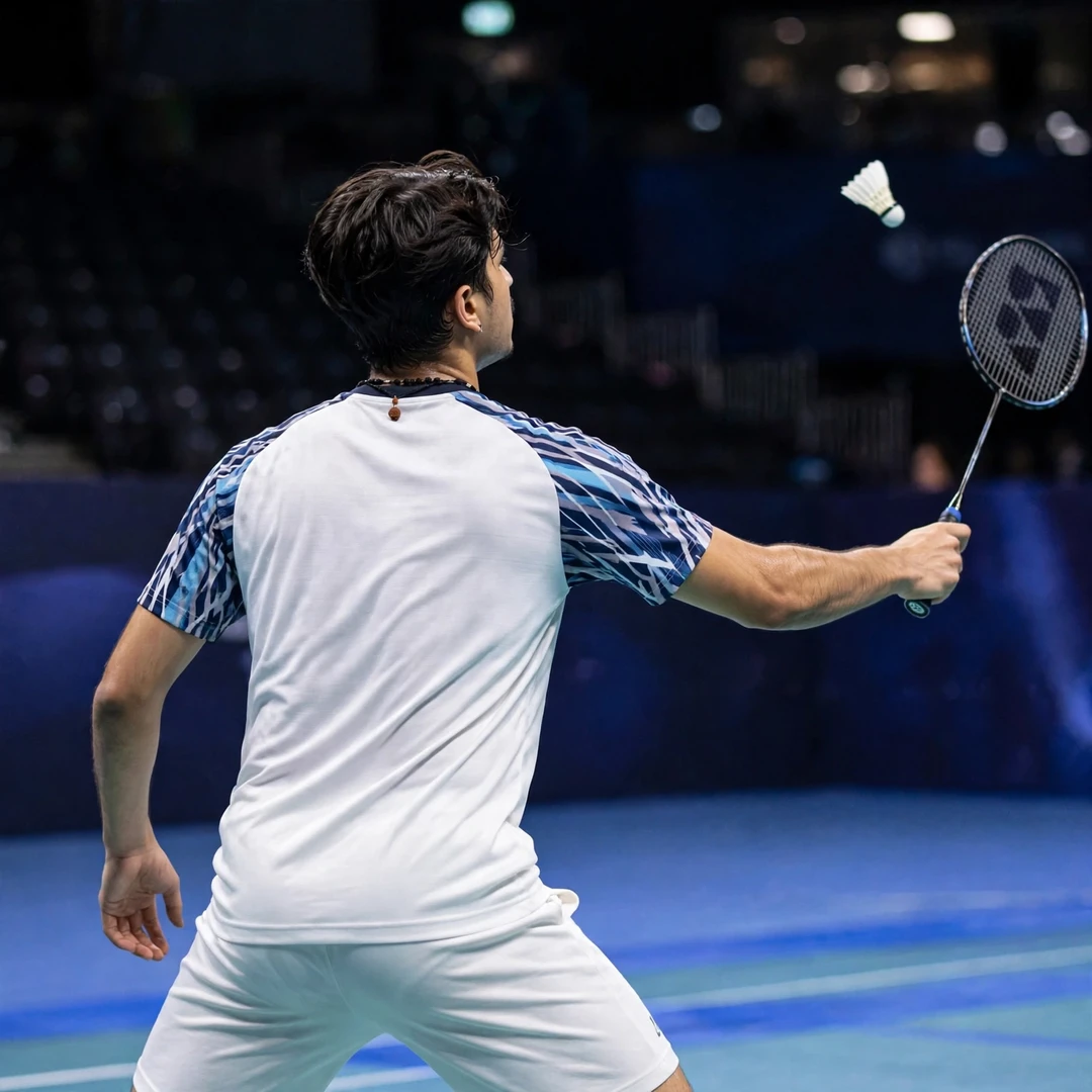 Priyanshu Rajawat playing a forehand drive, seen from behind (AI-generated) Priyanshu Rajawat playing a forehand drive, seen from behind (AI-generated)