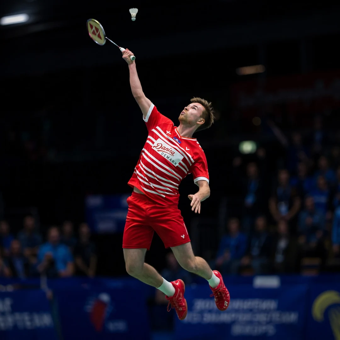 Rasmus Gemke attacking playing style Rasmus Gemke unleashing a powerful jump smash (AI-generated)