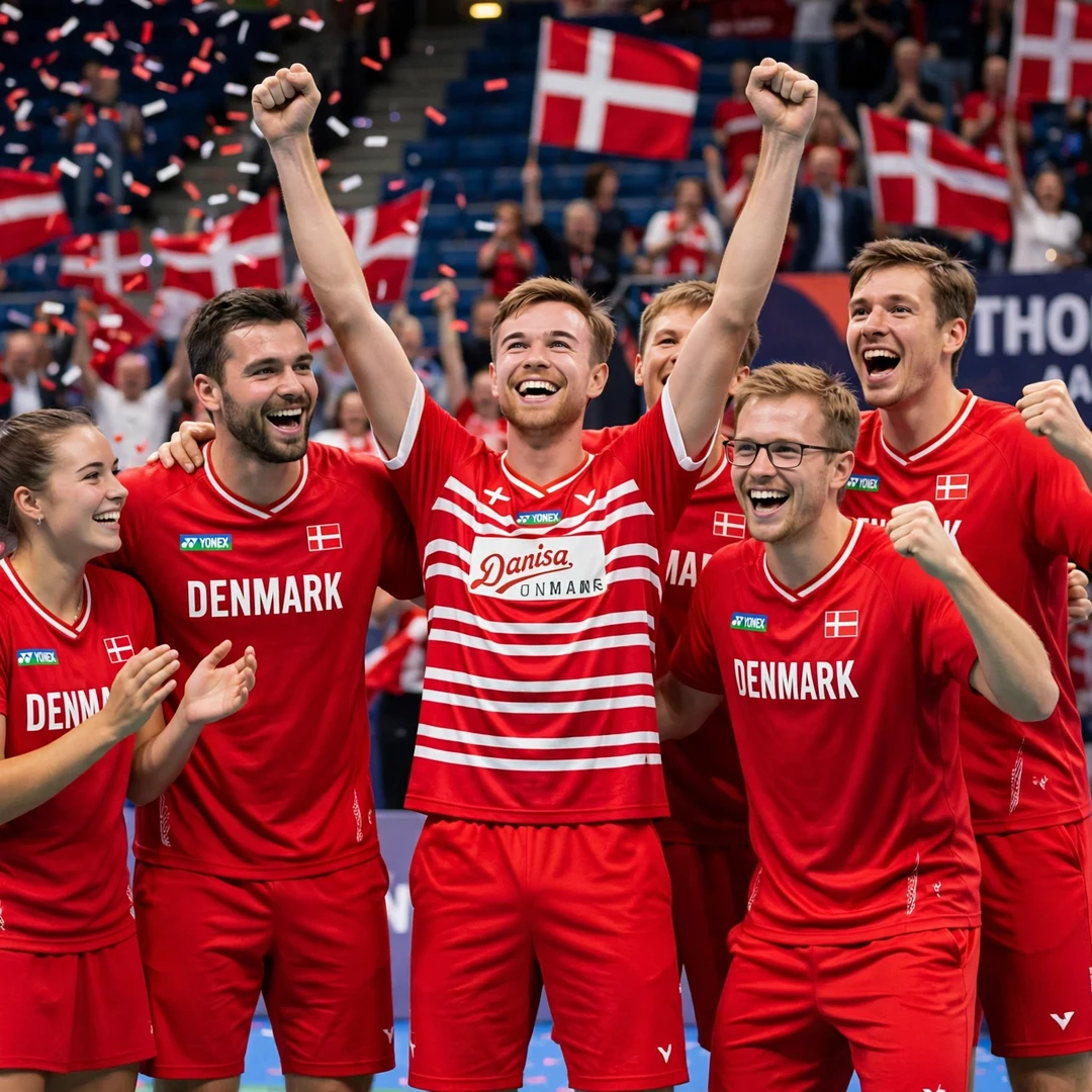 Rasmus Gemke Denmark team celebrations Rasmus Gemke celebrating a team victory with his Denmark teammates (AI-generated)