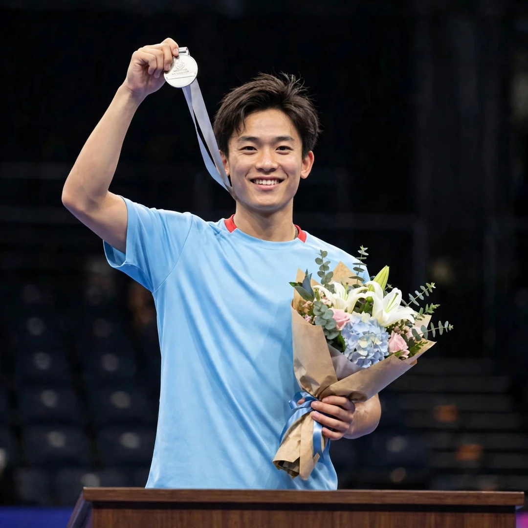 Riki Takei on the podium after reaching the Canada Open 2026 final Riki Takei on the podium at the Canada Open 2026 with his silver medal (AI-generated)