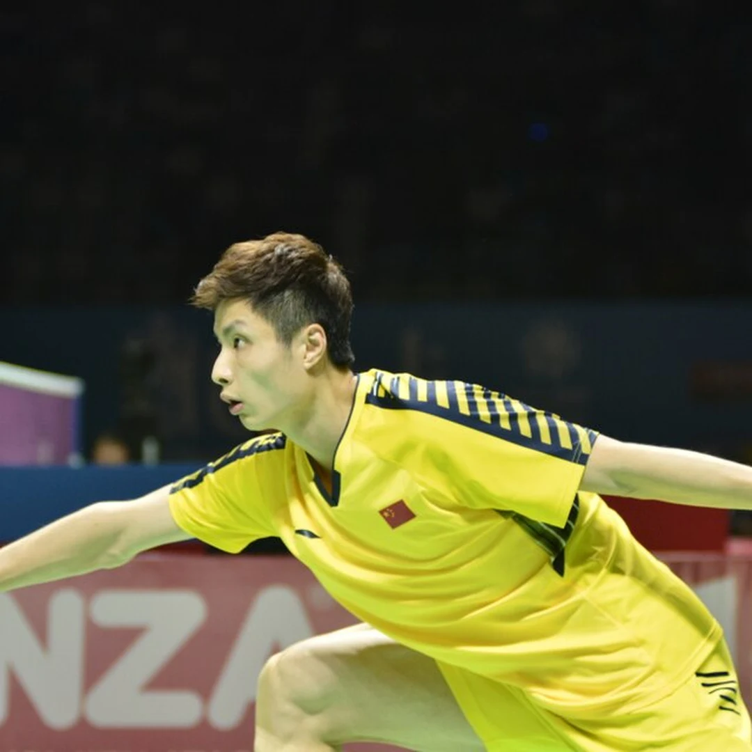 Shi Yu Qi China professional badminton player men's singles world champion in action Shi Yu Qi in action (CC BY 4.0, Wikimedia Commons)