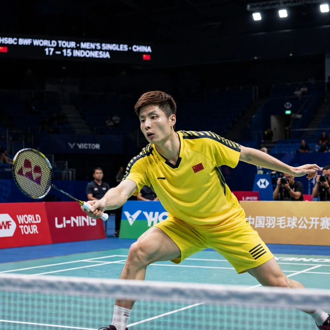 Chinese showing strong fitness and patient rally construction Shi Yu Qi deceptive drop shot (AI-generated)