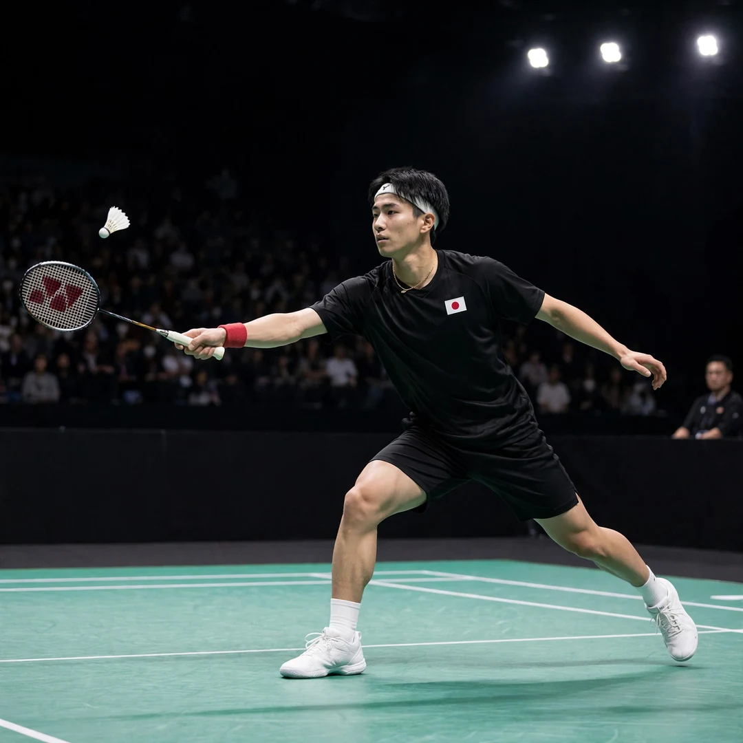 Shogo Ogawa Vietnam Open 2024 Shogo Ogawa playing a forehand drive at the 2024 Vietnam Open (AI-generated)