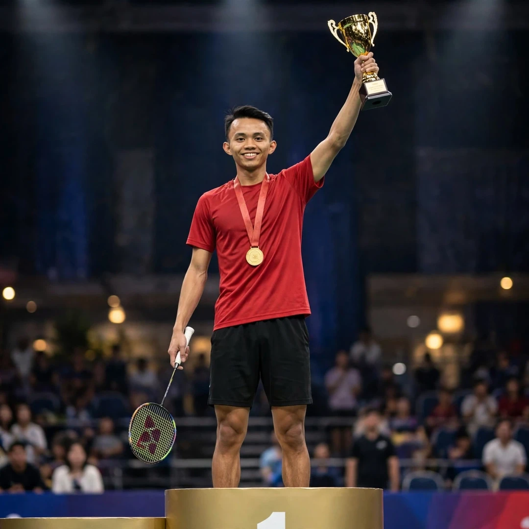 Sholeh Aidil on the top step of the podium at the Vietnam Open 2026 (AI-generated) Sholeh Aidil on the top step of the podium at the Vietnam Open 2026 (AI-generated)