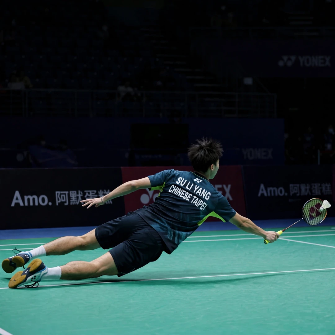Su Li Yang defence Su Li Yang diving for a defensive return (AI-generated)