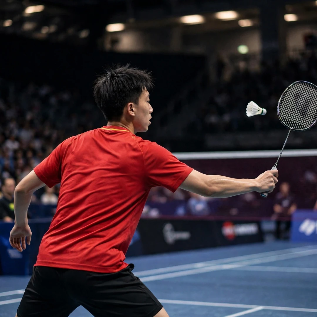 Sun Chao playing a cross-court forehand from the rear court (AI-generated) Sun Chao playing a cross-court forehand from the rear court (AI-generated)