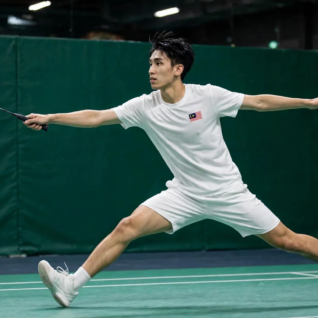 Tan Jia Jie cross-court backhand from the rear corner (AI-generated) Tan Jia Jie backhand shot (AI-generated)