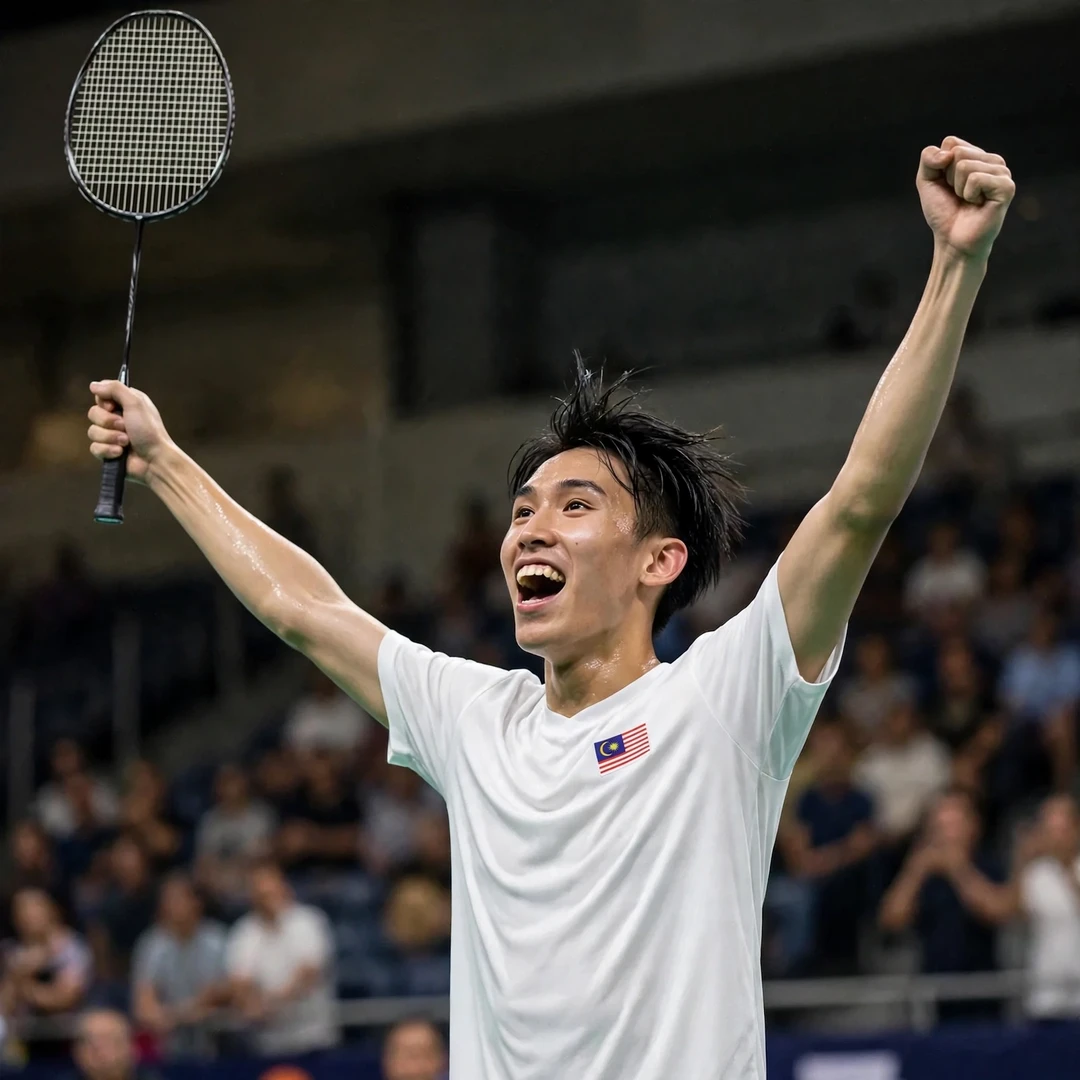 Tan Jia Jie reached a career-high world No. 77 in September 2025 (AI-generated) Tan Jia Jie celebrating his career-high ranking run (AI-generated)