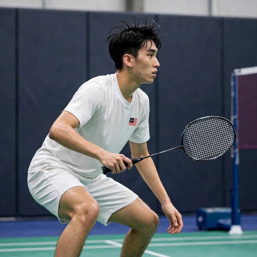Tan Jia Jie full-stretch defensive retrieval (AI-generated) Tan Jia Jie diving defensive return (AI-generated)