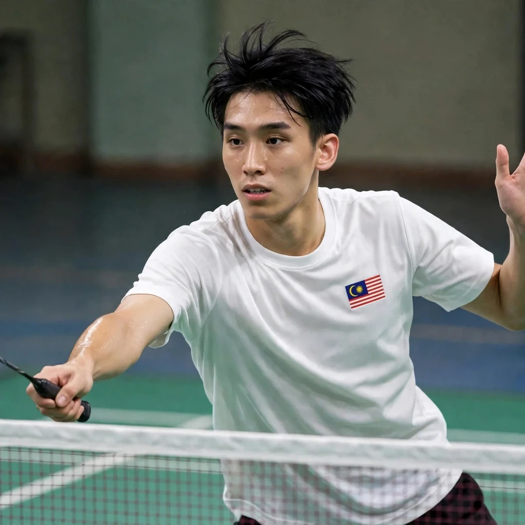 Tan Jia Jie tight spinning net play at the front court (AI-generated) Tan Jia Jie net play (AI-generated)