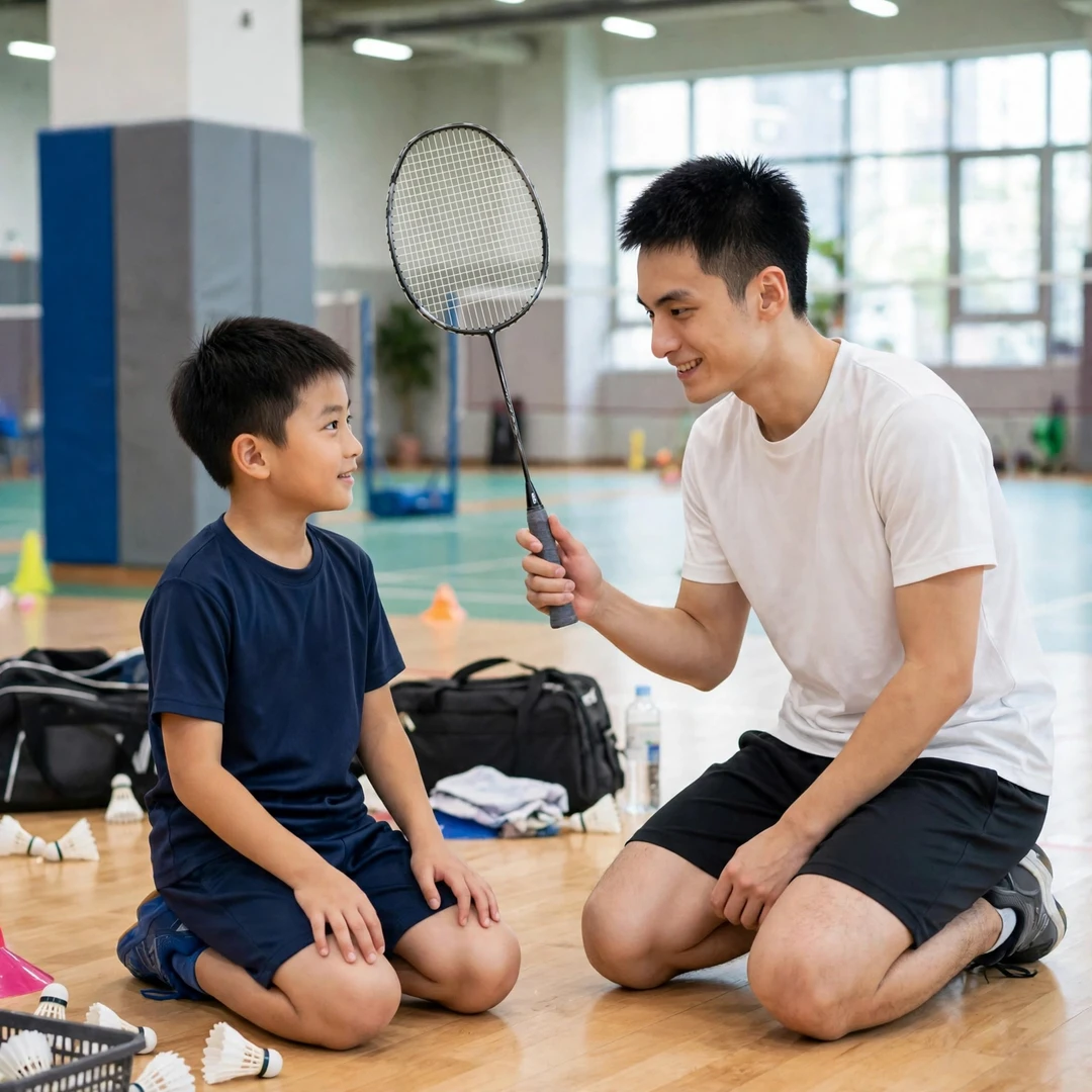 Ting Yen-Chen coaching a junior player at a badminton academy camp (AI-generated) Ting Yen-Chen coaching a junior player at a badminton academy camp (AI-generated)