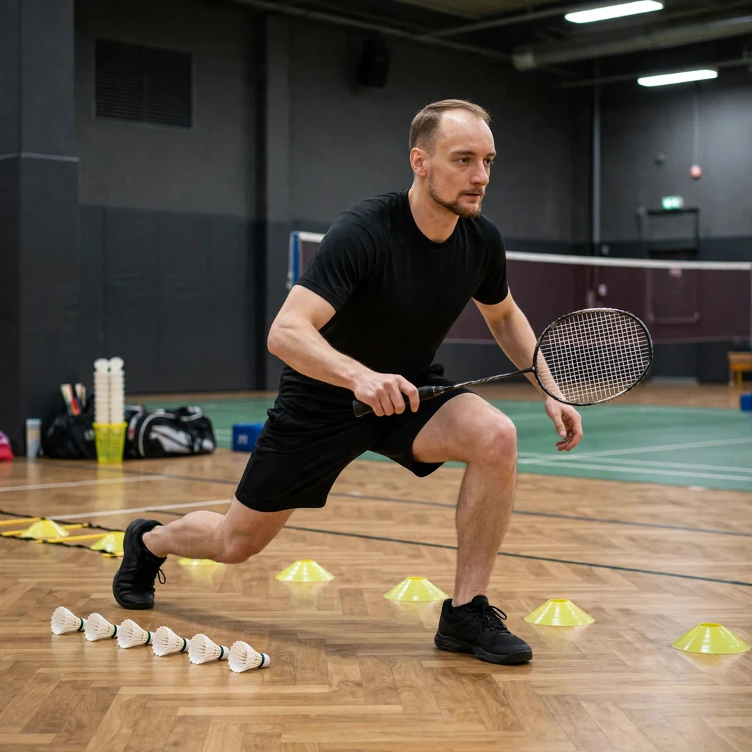 Tobias Kuenzi in a footwork training drill (AI-generated) Tobias Kuenzi in a footwork training drill (AI-generated)