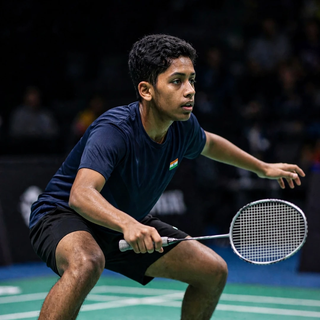 Tushar Suveer in a low defensive crouch (AI-generated) Tushar Suveer in a low defensive crouch (AI-generated)