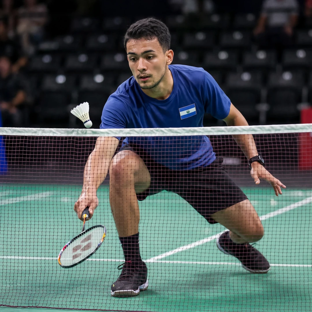 Uriel Francisco Canjura playing a tumbling net shot (AI-generated) Uriel Francisco Canjura playing a tumbling net shot (AI-generated)