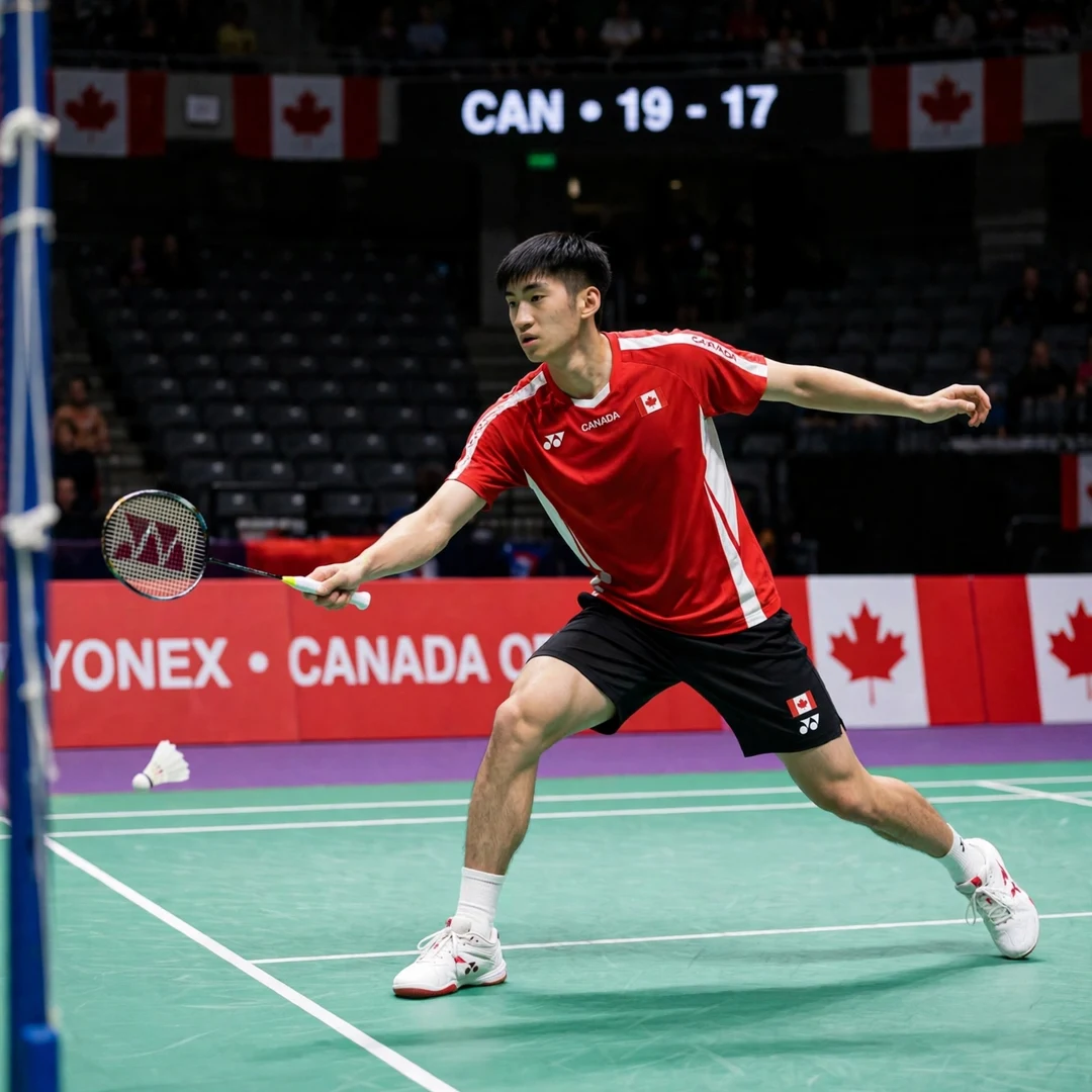 Victor Lai playing a deceptive cross-court backhand at the net Victor Lai backhand technique (AI-generated)