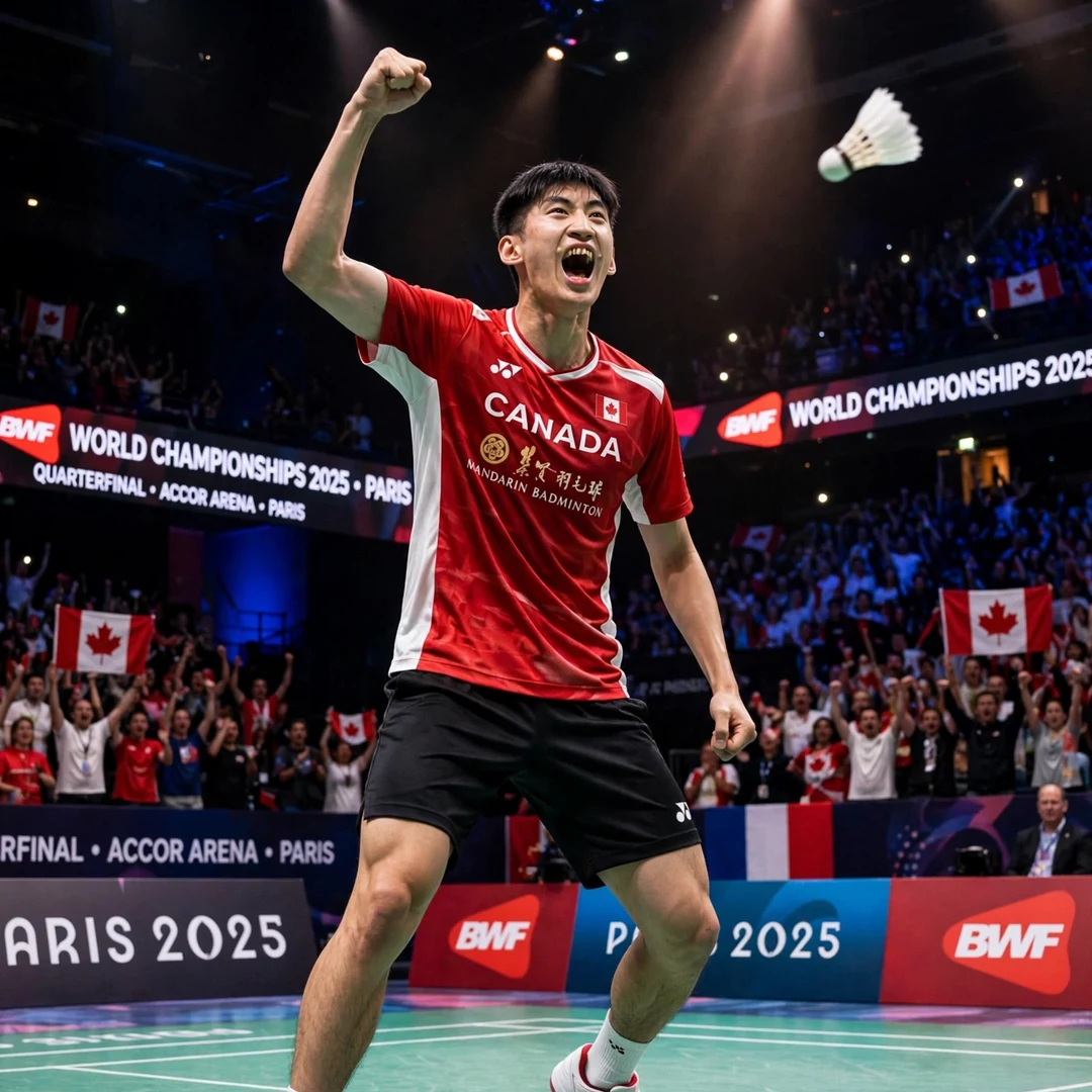 Victor Lai celebrating his historic World Championships 2025 bronze medal in Paris Victor Lai celebrating World Championships 2025 bronze (AI-generated)