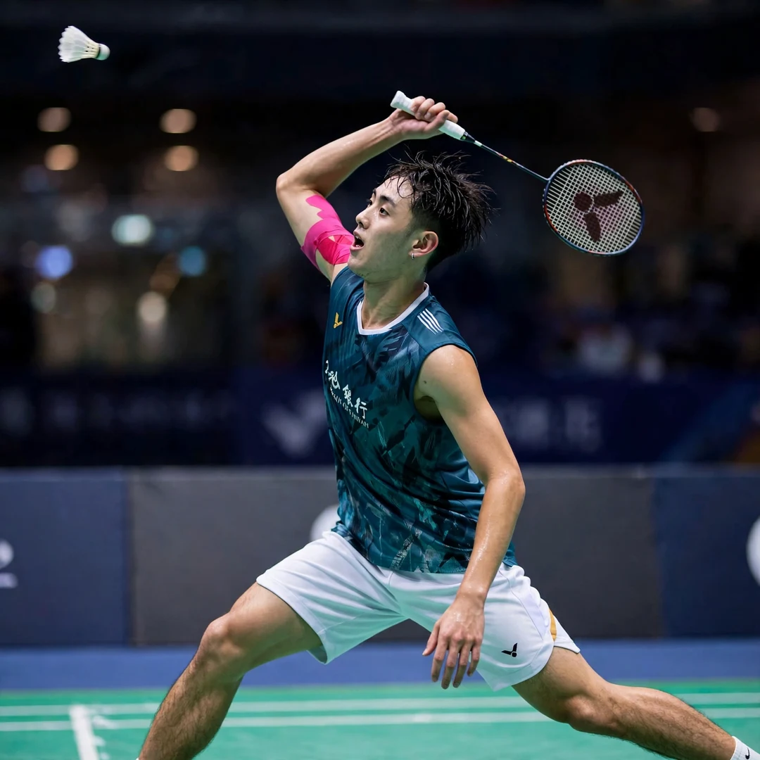 Wang Po-Wei backhand Wang Po-Wei playing a backhand shot from the deep backhand corner (AI-generated)