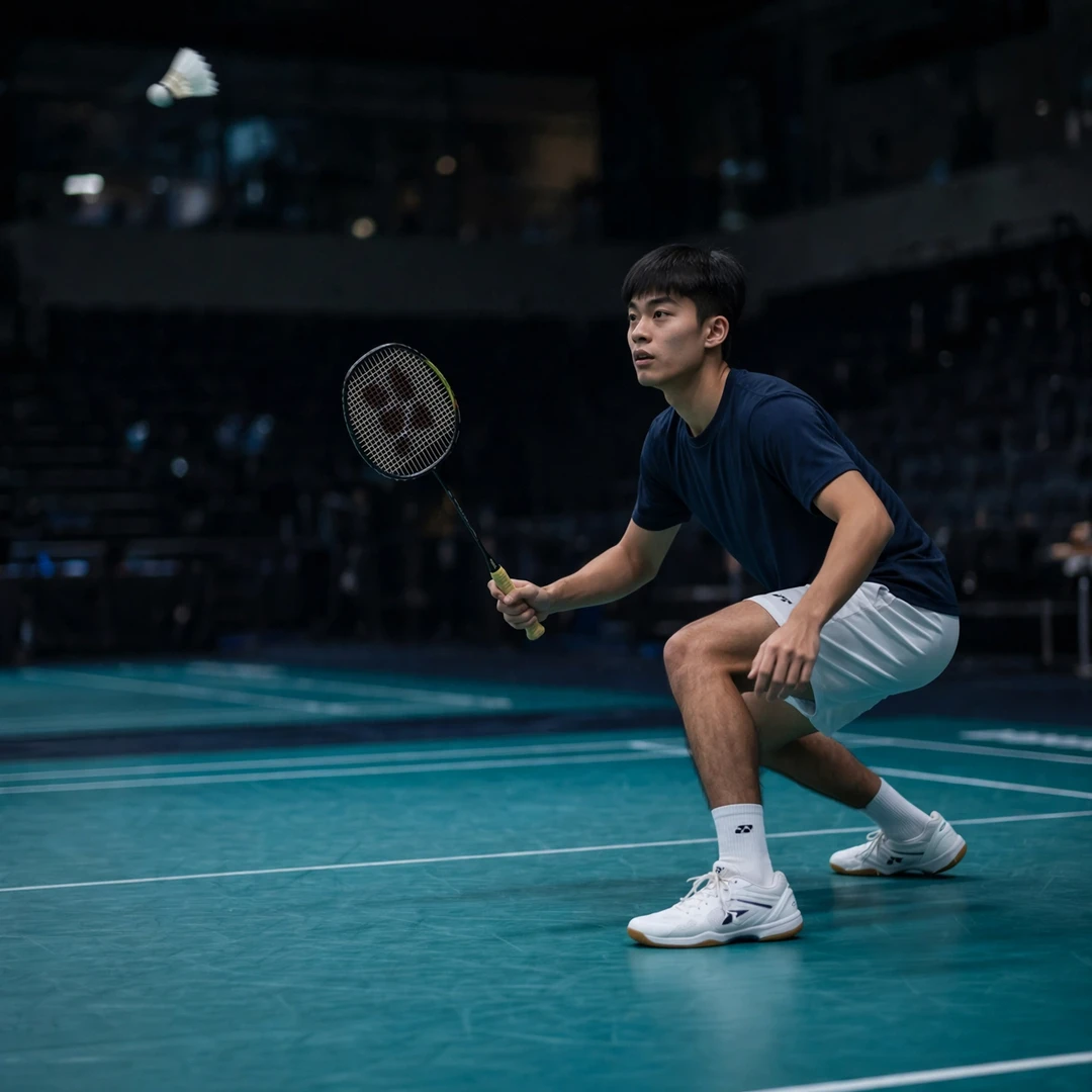 Wang Yu-Kai in a low defensive crouch (AI-generated) Wang Yu-Kai in a low defensive crouch (AI-generated)