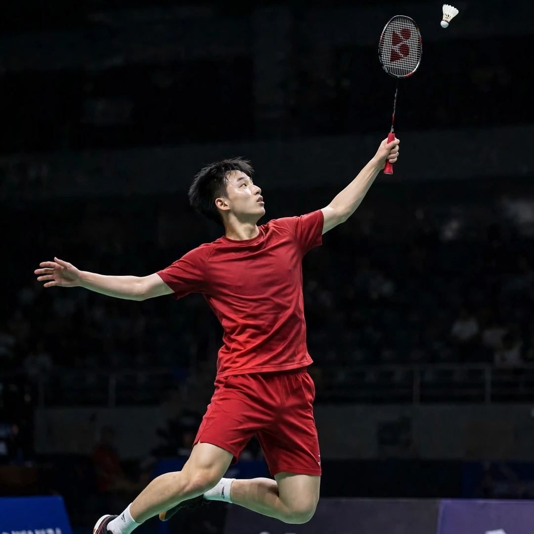 Wang Zheng Xing hitting a steep left-handed jump smash (AI-generated)