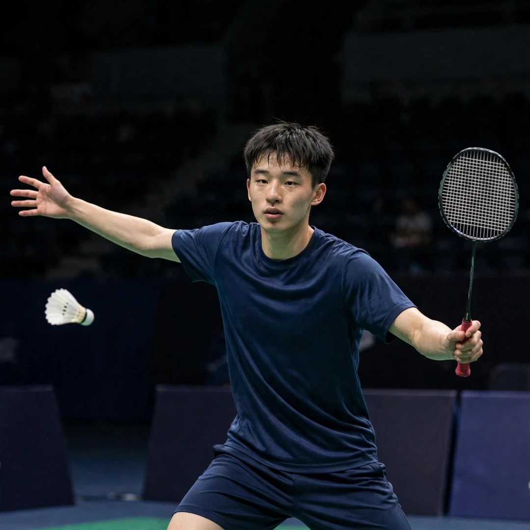 Wang Zheng Xing playing a deceptive late forehand cross-court shot (AI-generated)