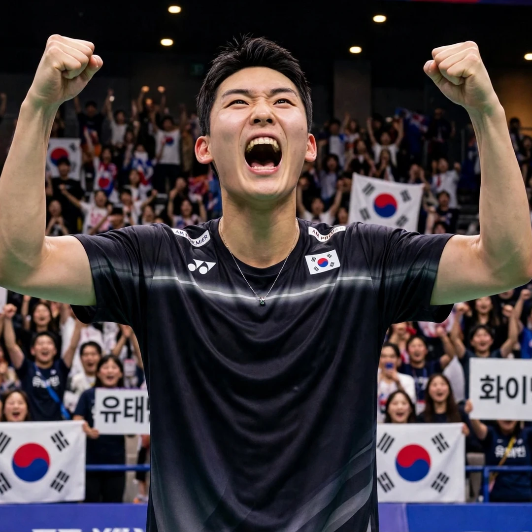 Yoo Tae Bin Korea Masters celebration Yoo Tae Bin celebrating a win at the Korea Masters in front of his home crowd in Asan (AI-generated)
