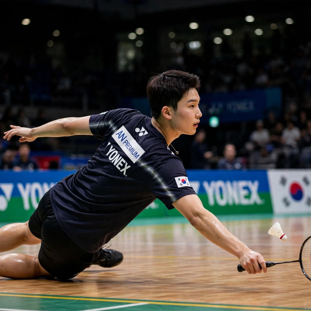 Yoo Tae Bin defence Yoo Tae Bin diving for a defensive return (AI-generated)