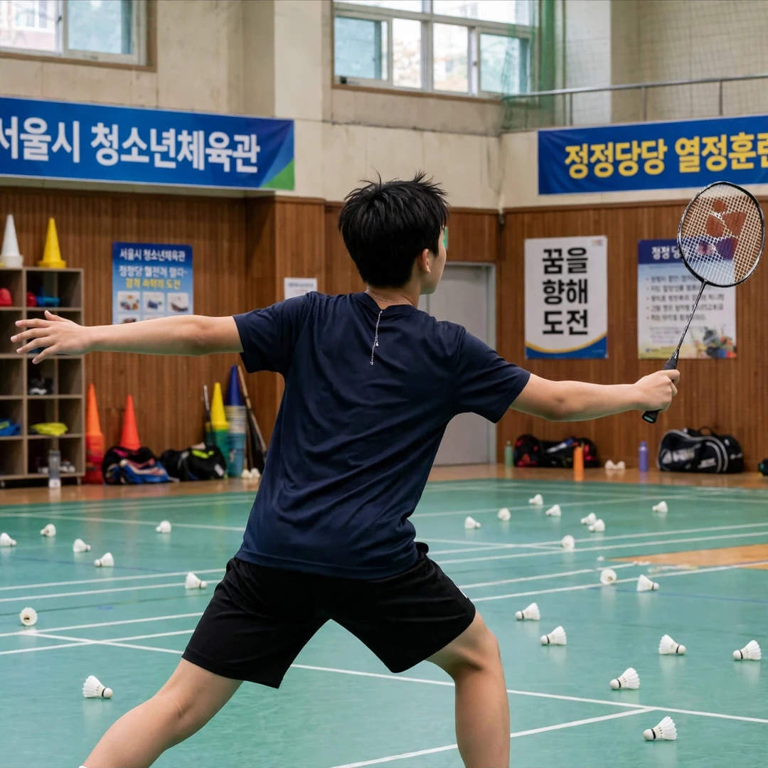 Yoo Tae Bin youth training Seoul Young Yoo Tae Bin training in a Seoul youth sports hall (AI-generated)