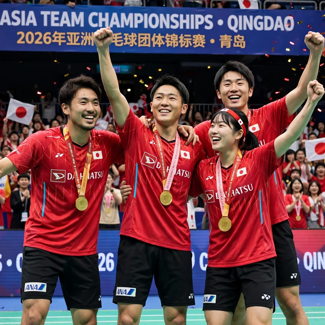 Yudai Okimoto Asia Team Championships 2026 gold medal with Japan Yudai Okimoto celebrating Asia Team Championships gold with Japan in Qingdao (AI-generated)