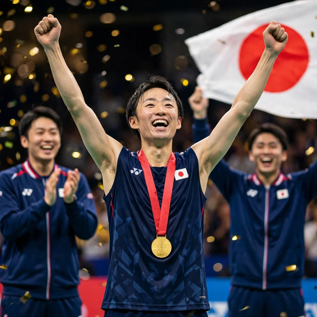Yushi Tanaka Asia Team Championships 2026 gold medal with Japan Yushi Tanaka celebrating Asia Team Championships gold with Japan (AI-generated)