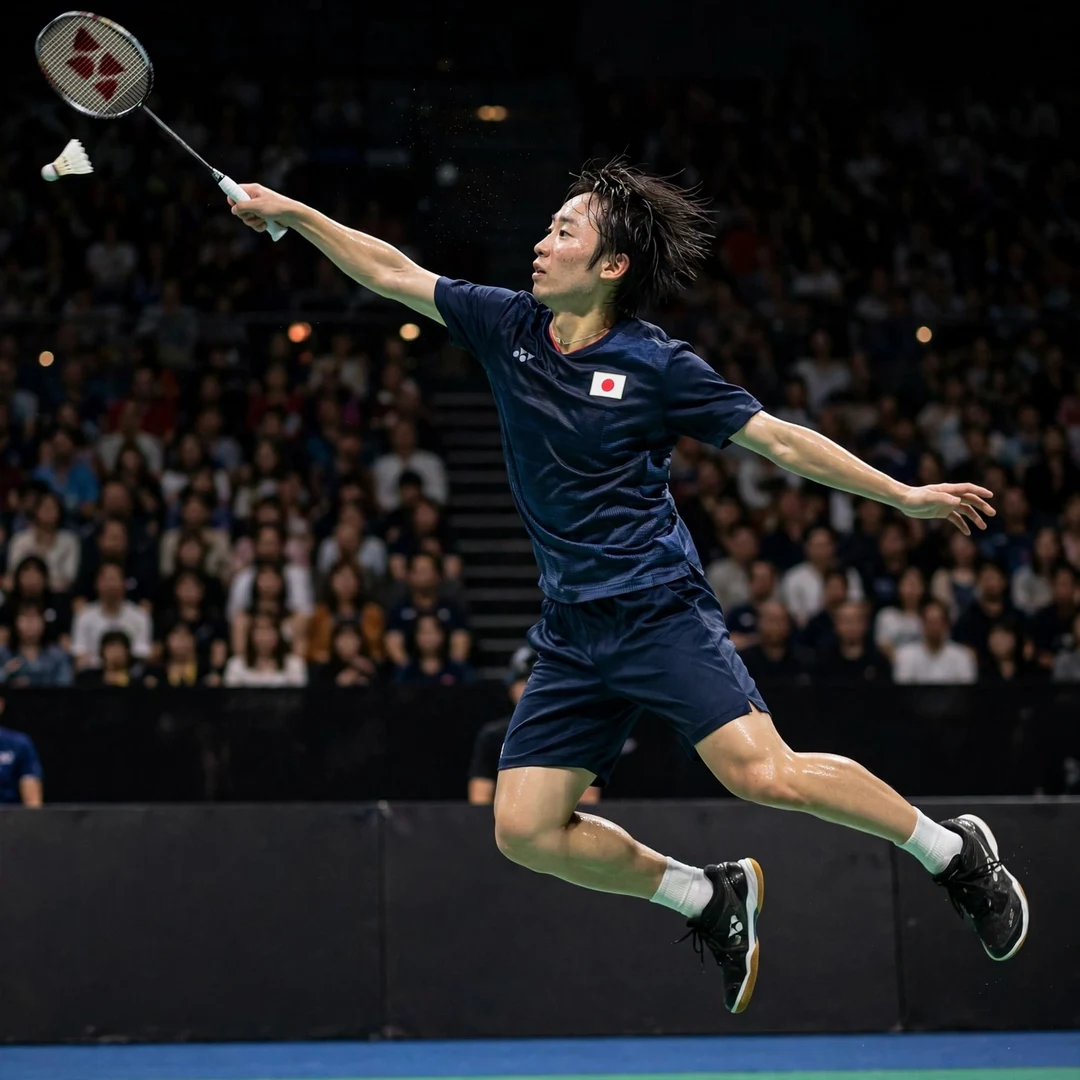 Yushi Tanaka Australian Open 2025 Super 500 final Yushi Tanaka in action during his Australian Open 2025 final run (AI-generated)