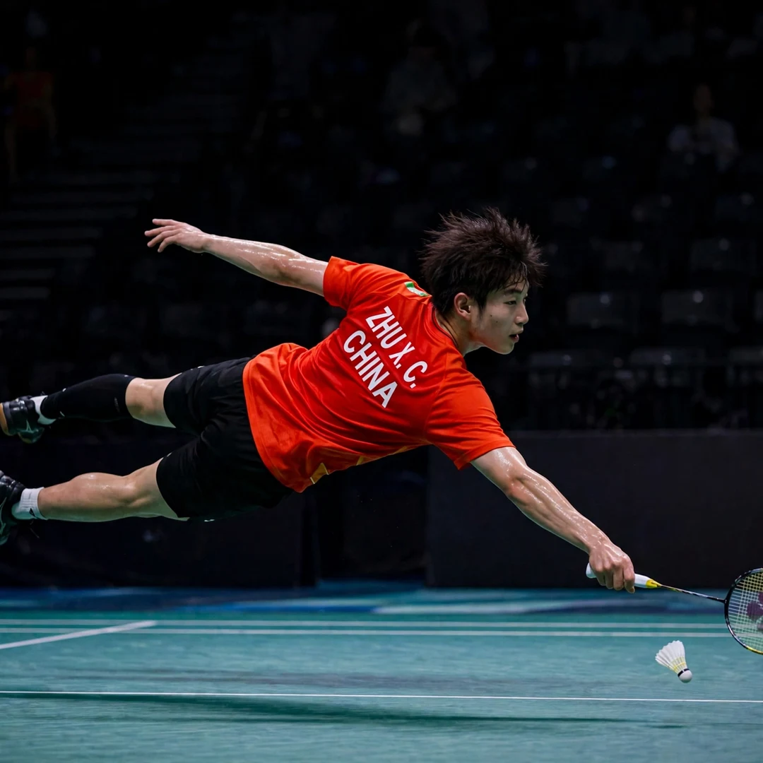 Zhu Xuan Chen defence Zhu Xuan Chen diving for a defensive return (AI-generated)