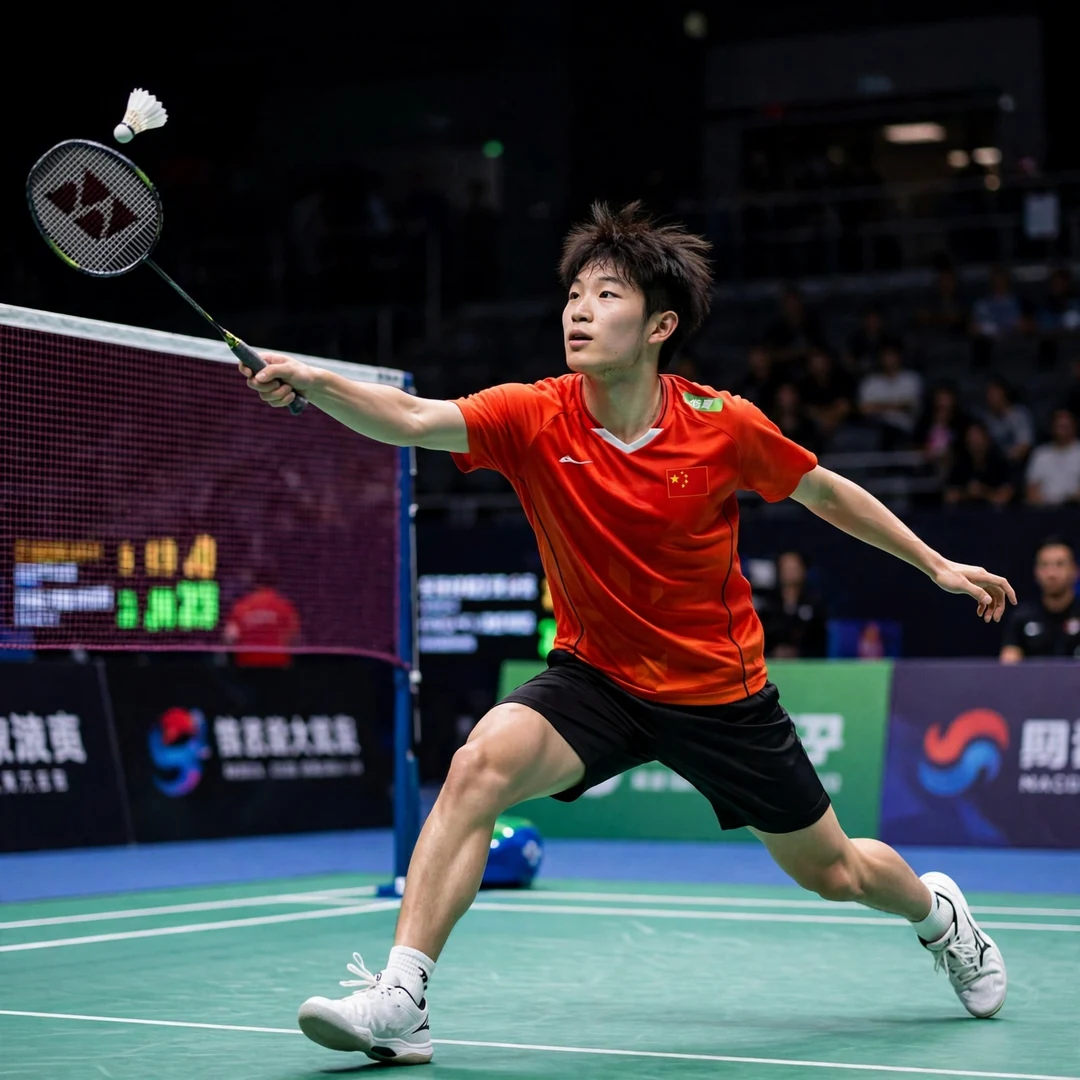 Zhu Xuan Chen net play Zhu Xuan Chen playing a tumbling net shot (AI-generated)